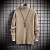 Herren Rollkragenpullover Gerippt Strukturiert Elegent