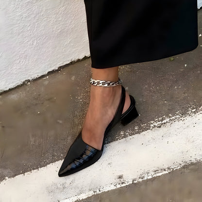 Damen Schuhe Spitz Zulaufend Blockabsatz - BerlinGlamour