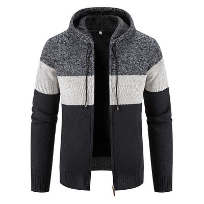 Herren Strickjacke Mit Kapuze Modern Strukturiert - BerlinGlamour