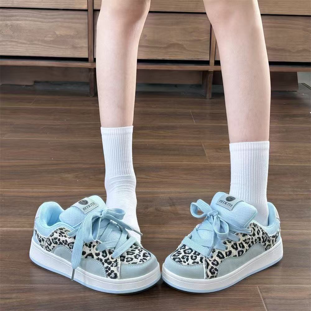Damen Sneaker Sportlich Leoparden Muster Bequem