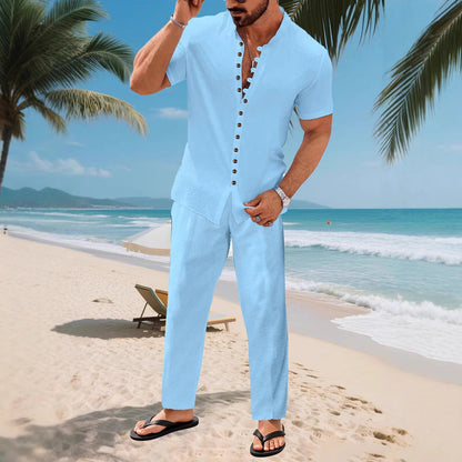 Herren Freizeitanzug Modern mit Mandarin Kragen und Knöpfen - BerlinGlamour