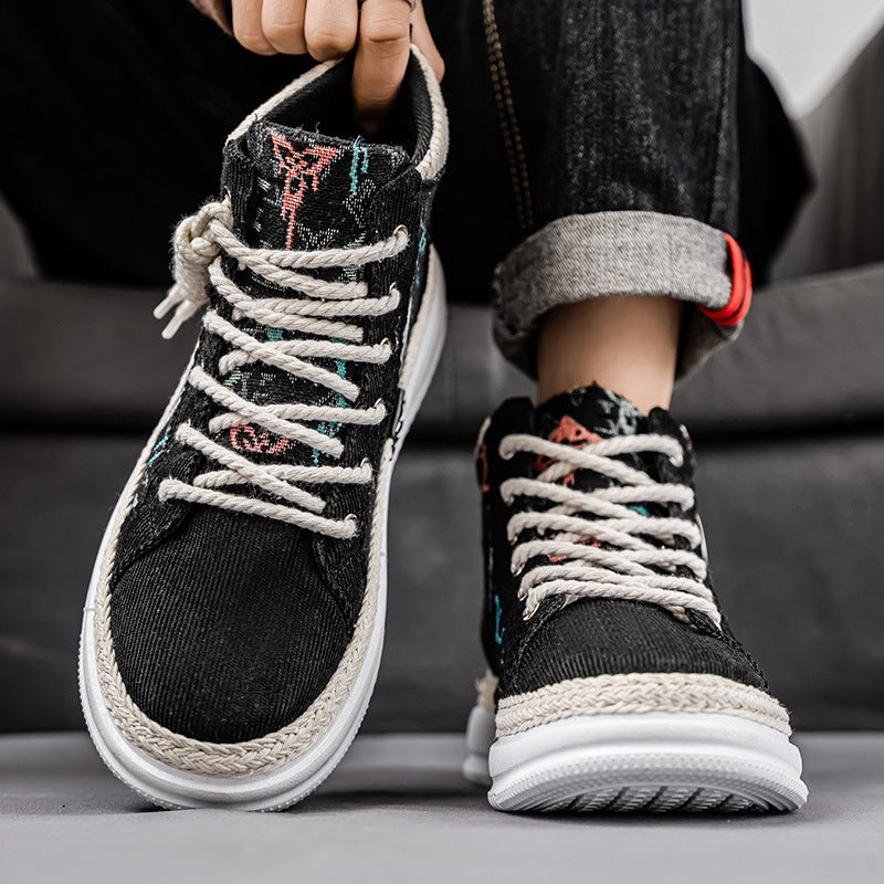 Damen Sneaker Hoch Gestickt Flexibel Mode Schuhe