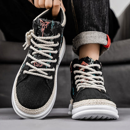 Damen Sneaker Hoch Gestickt Flexibel Mode Schuhe