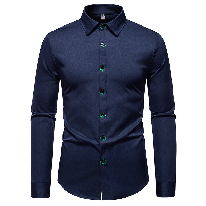 Herren Langarmhemd Elegant Modern mit Details