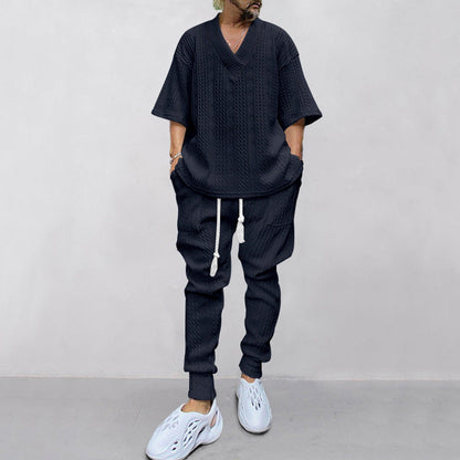 Herren Freizeit-Set Oversized Pullover Jogginghosen Bequem