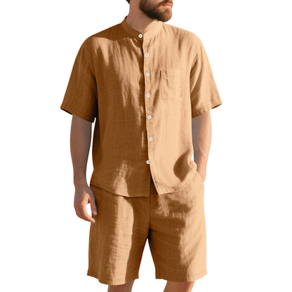 Herren Kurzarm-Hemd und Shorts Set Leicht Sommer