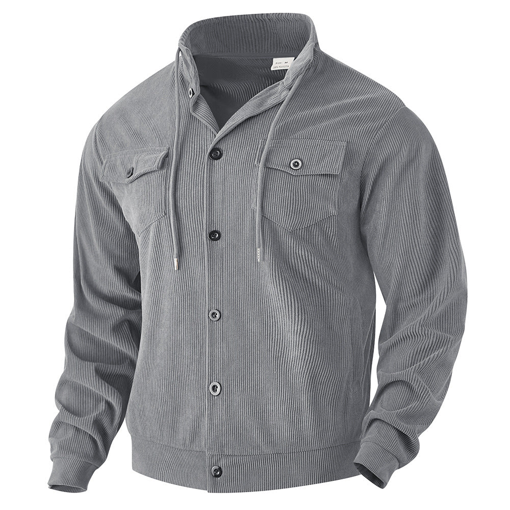 Herren Cordjacke Praktisch Mit Brusttaschen Grün