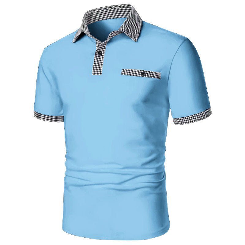 Herren Polohemd Karomuster Modern Kontrast
