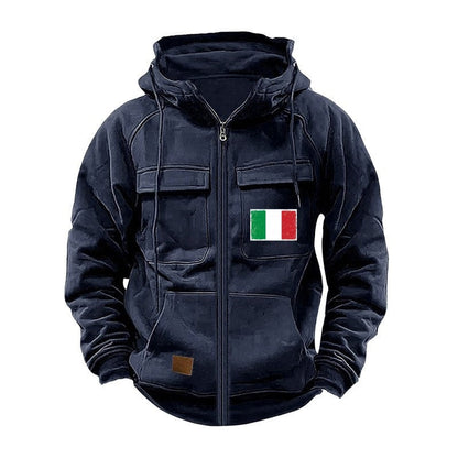 Herren Kapuzenjacke Modern mit Taschen und verstellbarem Kragen