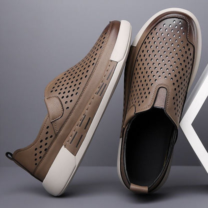 Damen Sneaker Atmungsaktiv Perforiert Leder Sportlich - BerlinGlamour