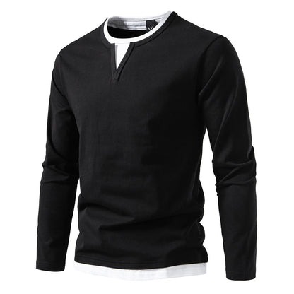 Herren Langarmshirt Modern V-Ausschnitt Trendig