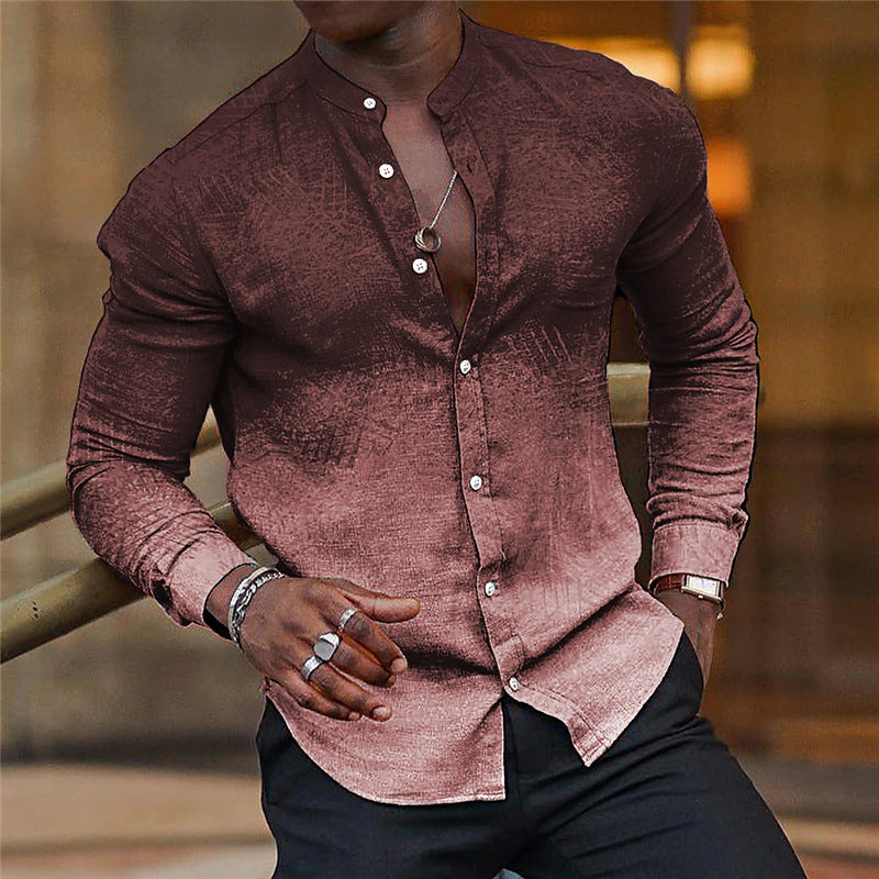 Herren Langarmhemd Stehkragen Elegant Modern