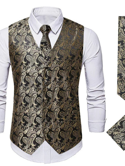 Herren Anzugset Weste SlimFit mit Krawatte und Einstecktuch Modern