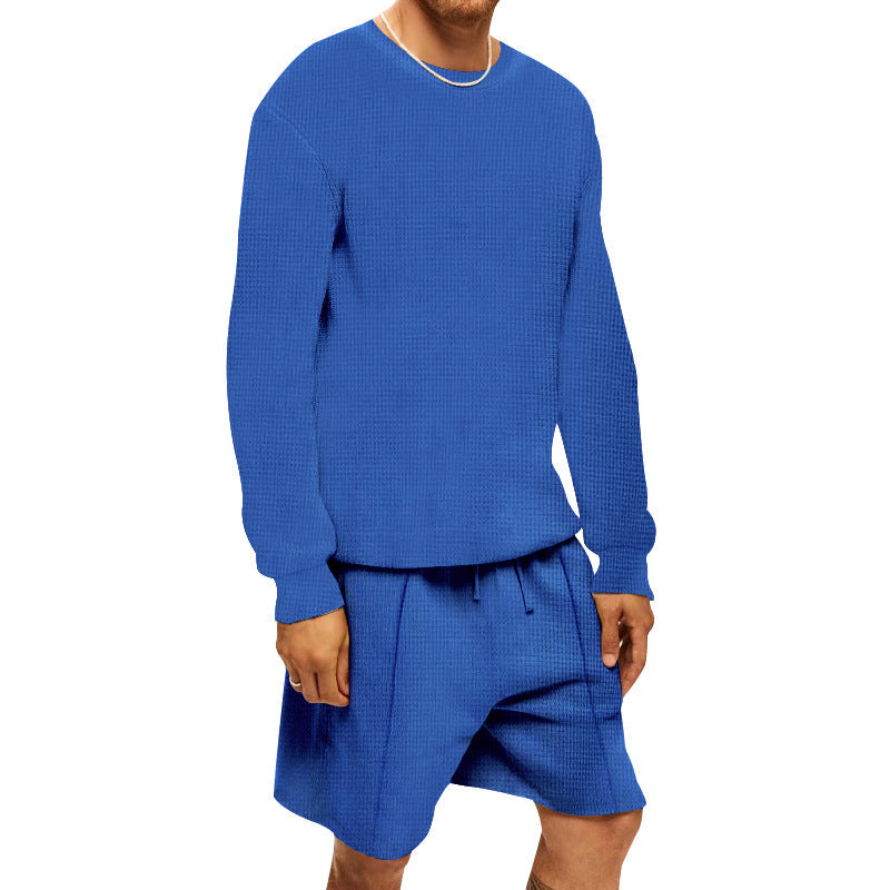 Herren Sportset Sweatshirt und Shorts atmungsaktiv Waffelstrick