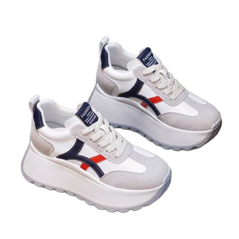 Damen Plateau Sneaker Sportlich Bequem Rutschfest