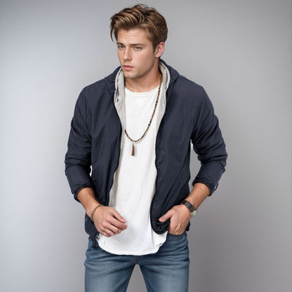 Herren Übergangsjacke Leicht Verstellbare Kapuze Outdoor