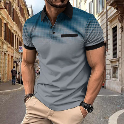 Herren Polo-Shirt Kurzarm Gradient Muster Trendig