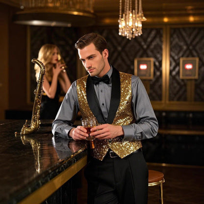 Herren Weste Glitzer Abendmode Berlin Stil - BerlinGlamour