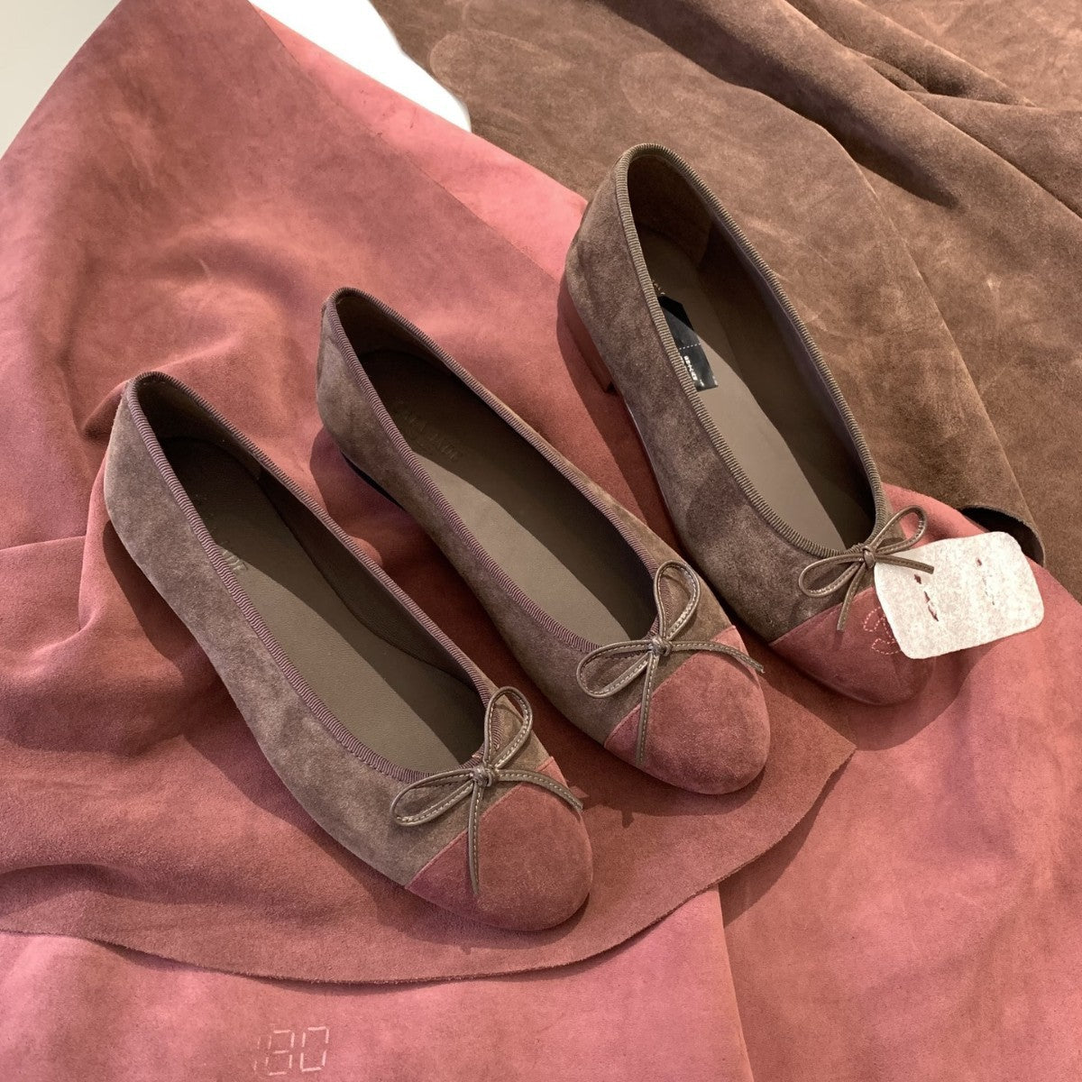 Damen Ballerinas Wildleder Schleife Frauen Schuhe Chic