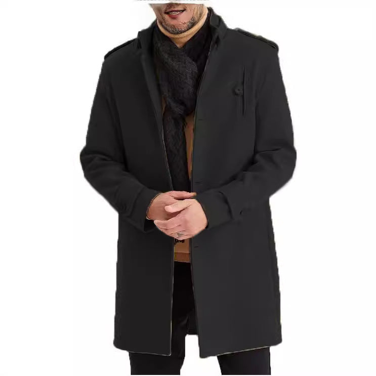 Herren Übergangsmantel Modern mit Taschen Stehkragen Elegant