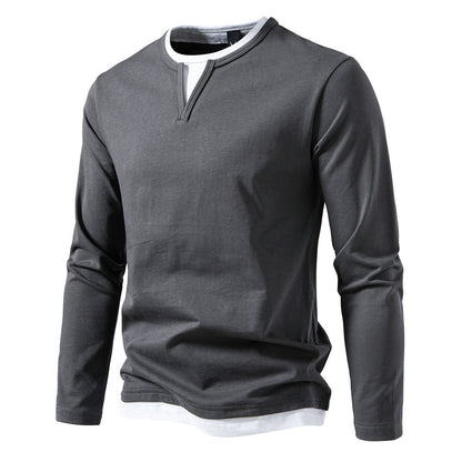 Herren Langarmshirt Modern V-Ausschnitt Trendig