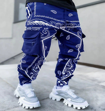 Herren Cargo-Hose mit Bandana-Druck und vielen Taschen