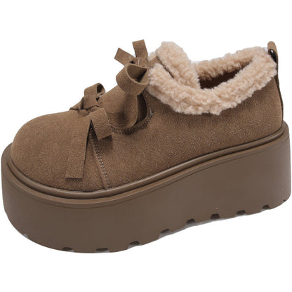 Damen Plateau-Schuhe Weich Lammfell Warm Komfortabel