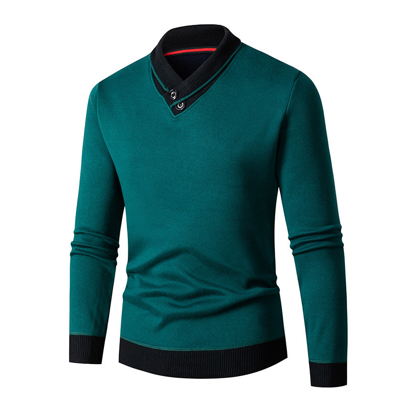 Herren Pullover V-Ausschnitt Modern mit Stylem Kragen