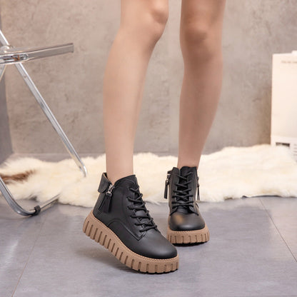 Damen Stiefeletten High-Top Reißverschluss Rutschfest