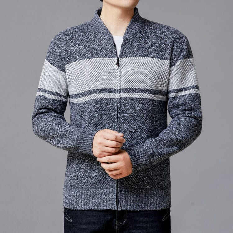 Herren Strickjacke Modern Mit Reißverschluss Und Struktur Optik