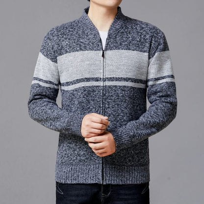 Herren Strickjacke Modern Mit Reißverschluss Und Struktur Optik