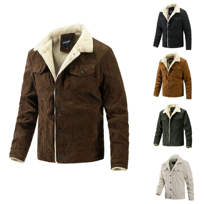 Herren Kordjacke Weich Teddyfutter Warm Winter