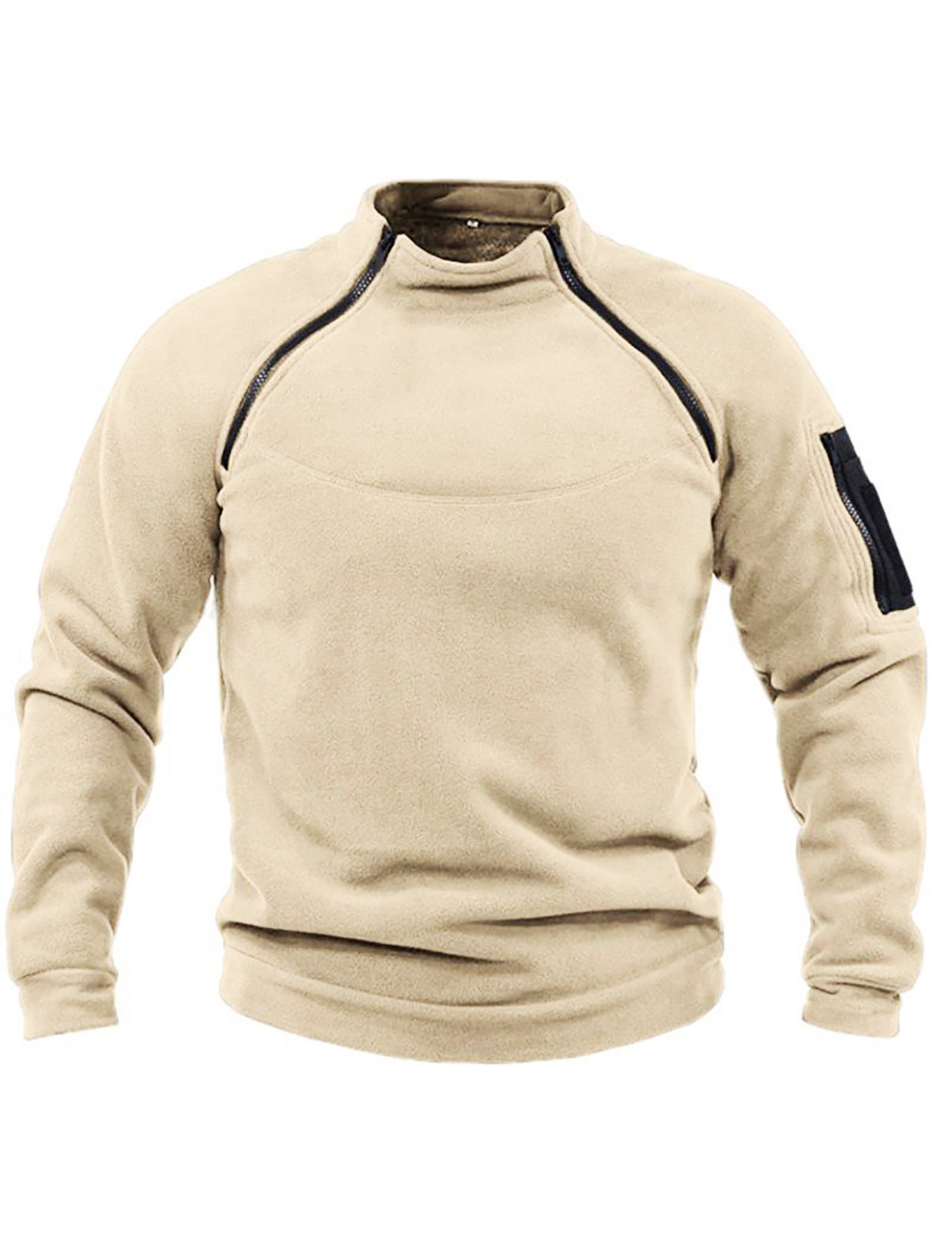 Herren Fleecepullover Warm Thermo mit Kragen und Taschen