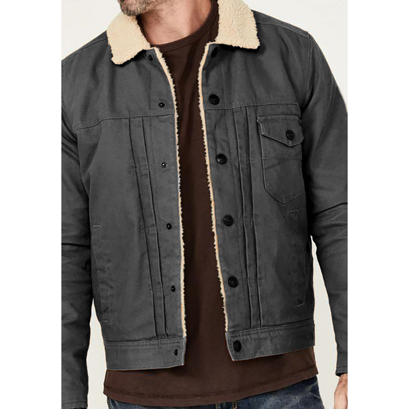 Herren Denimjacke Sherpa Futter Warm Modern