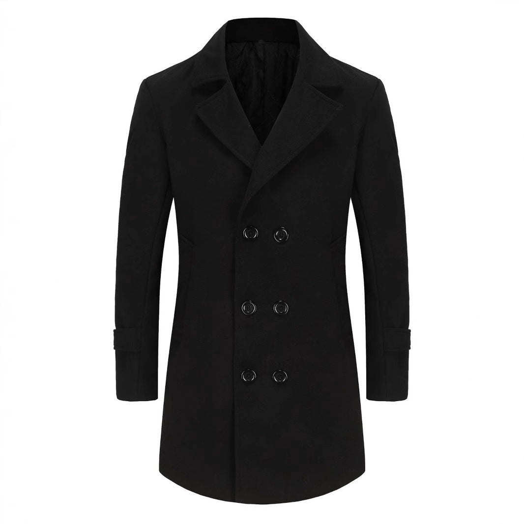 Herren Mantel Eleganter Woll-Doppelmantel Schwarz Qualität