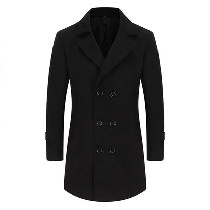 Herren Mantel Eleganter Woll-Doppelmantel Schwarz Qualität