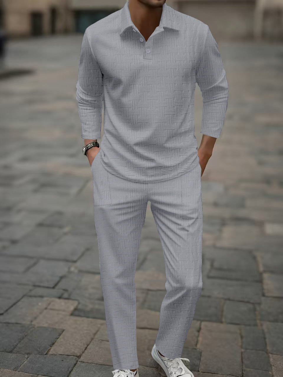 Herren Langarmshirt Modern mit passender Hose Casual