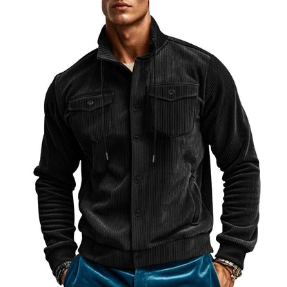 Herren Kordjacke Stylisch Verstellbar Mit Brusttaschen