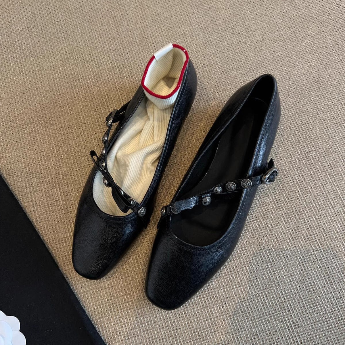 Damen Ballerinas Weich mit Riemen und Innenfutter