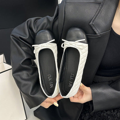 Damen Ballerinas Elegant mit Schleifendetail und Kontrastzehen