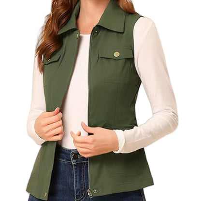 Damen Outdoorweste Funktional Mit Taschen Reißverschluss