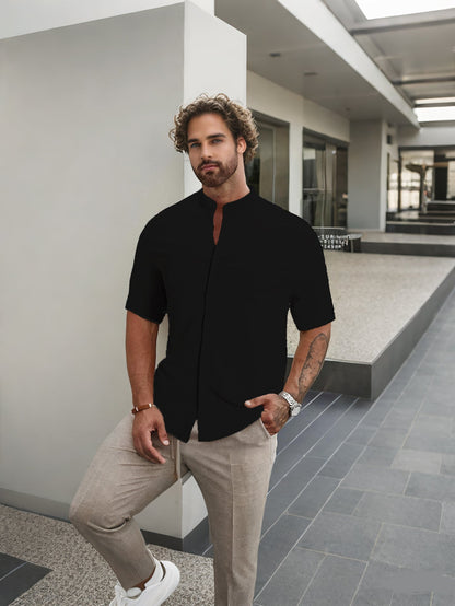Herren Kurzarmhemd Modern Komfortabel Sommer