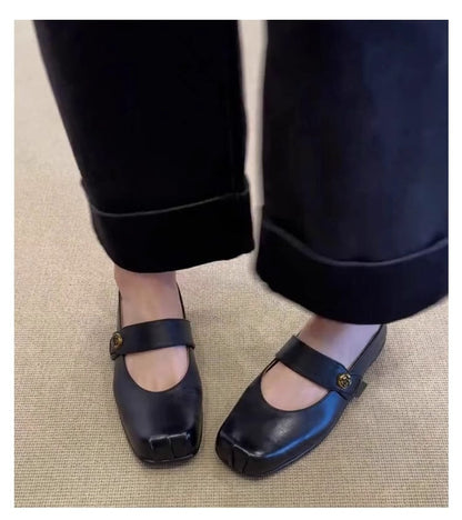 Damen Ballerinas Breiter Riemen Modern Modisch
