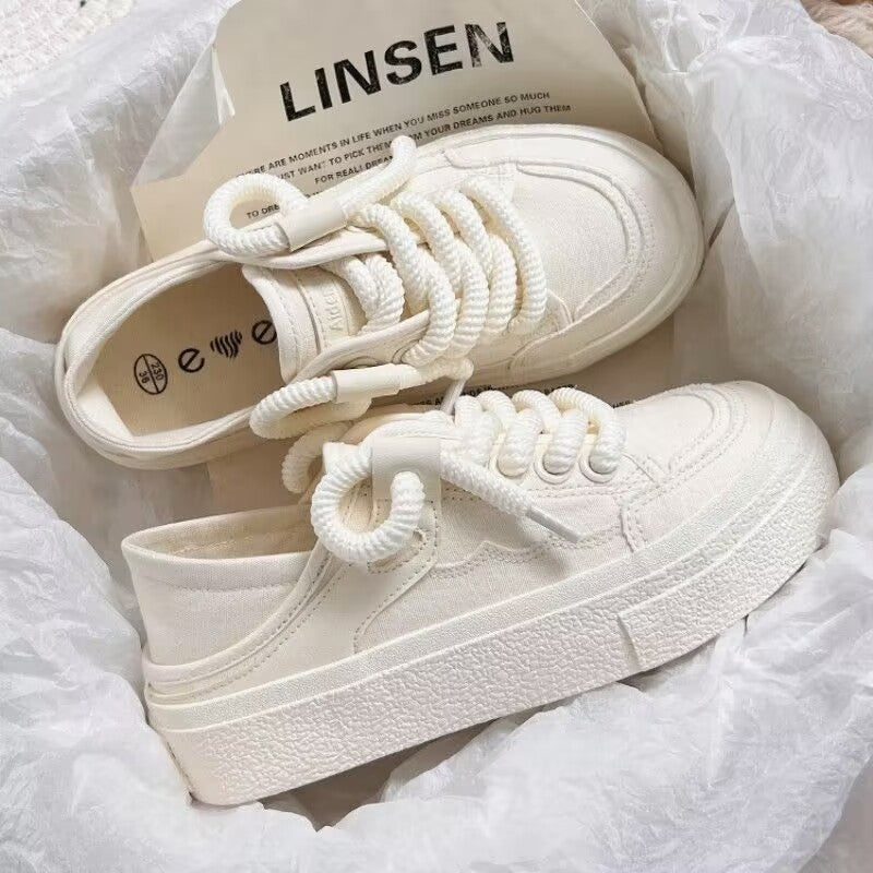 Damen Sneaker Bequem Canvas Sohle Dick Mode