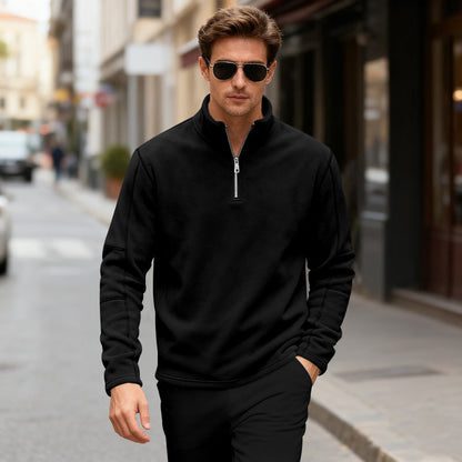 Herren Fleecepullover Kurz Reißverschluss Warm Modern