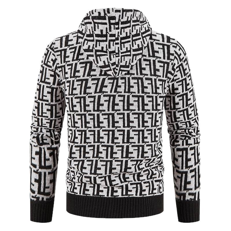 Herren Strickjacke Modern mit Kapuze und Muster