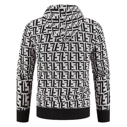 Herren Strickjacke Modern mit Kapuze und Muster