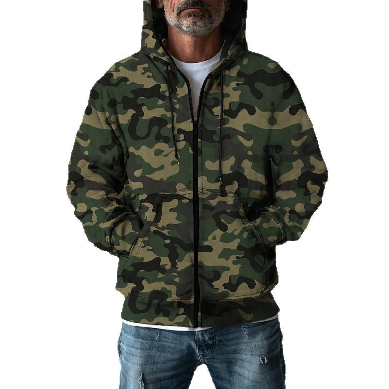 Herren Kapuzenjacke Camo Design Praktisch Mit Taschen