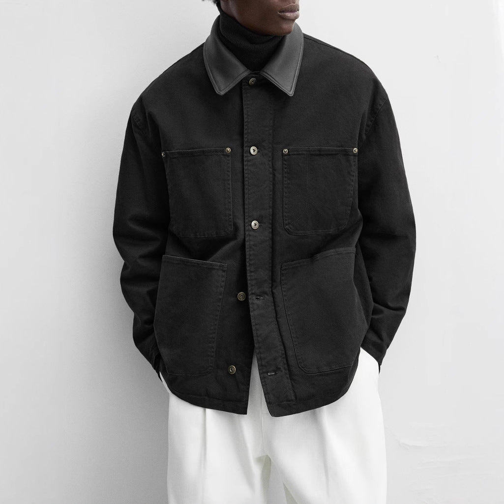 Männer Utility-Jacke Modern mit großen Taschen und verstellbarem Kragen - BerlinGlamour