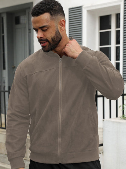 Herren Freizeitjacke Elegante Lederjacke Mit Reißverschluss